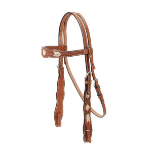 Shaped Browband Headstall with Braided Rawhide Overlay