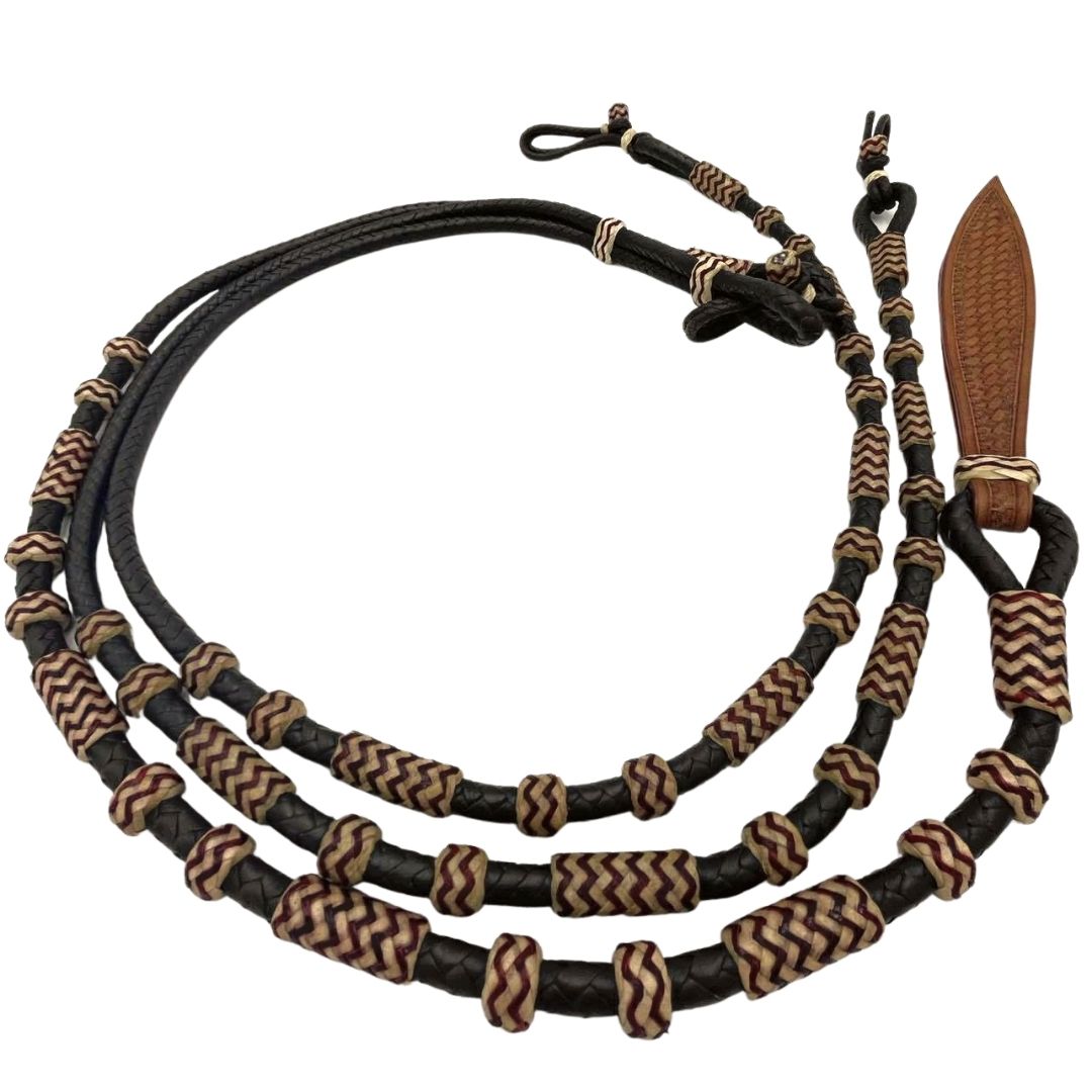 Dark Romel Reins with Tan Rawhide