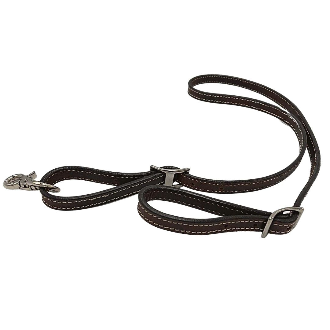 Correa de amarre cosida de cuero oscuro