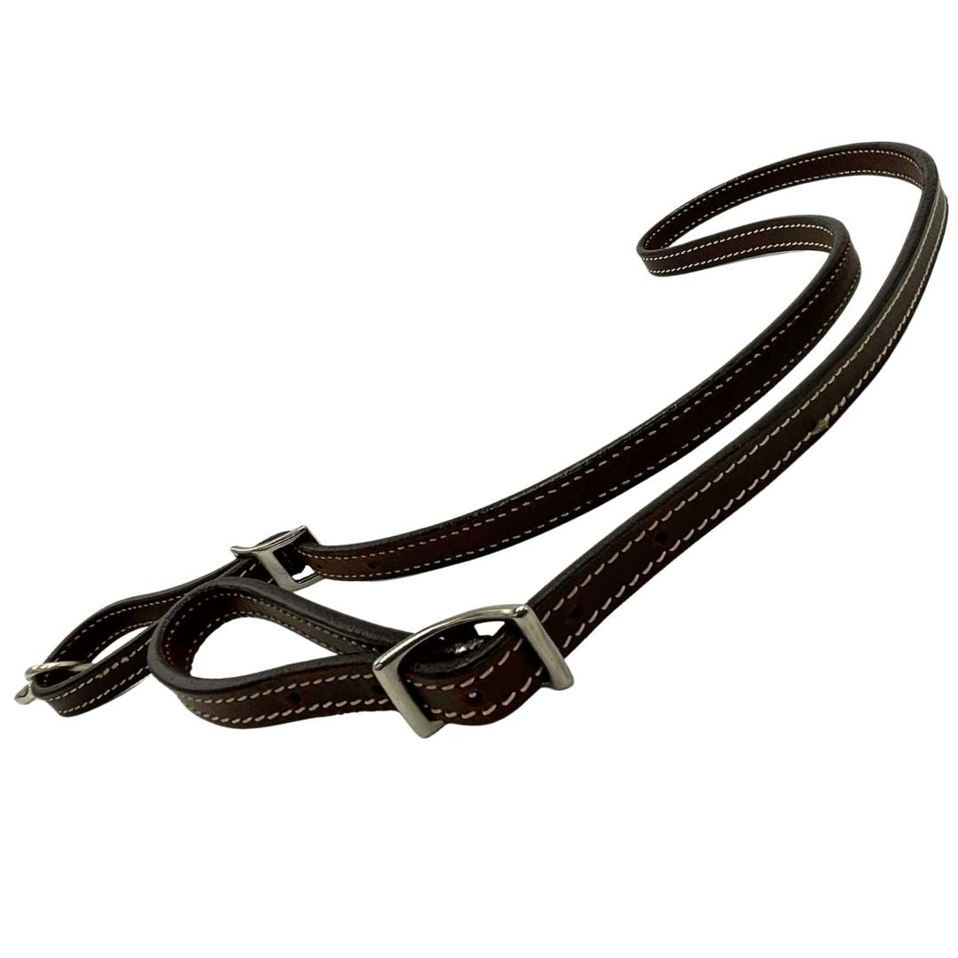 Correa de amarre cosida de cuero oscuro