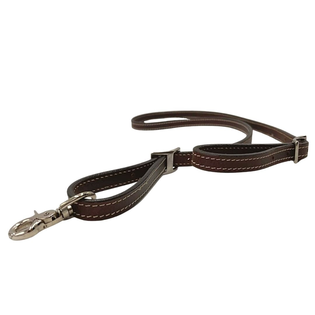 Correa de amarre cosida de cuero oscuro