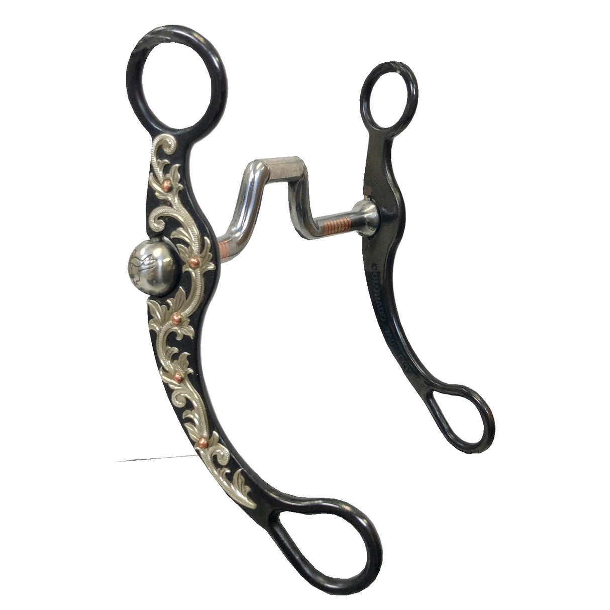 Pro Series - Mejilla plana Sheridan de acero negro de 7" con boca de puerto cuadrado SI de 5" con incrustación de cobre