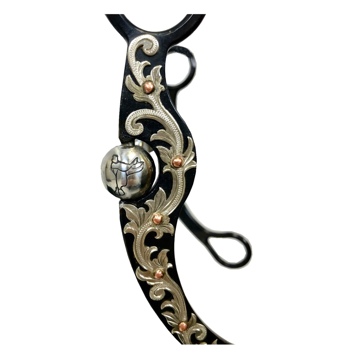 Pro Series - Mejilla plana Sheridan de acero negro de 7" con boca de puerto cuadrado SI de 5" con incrustación de cobre