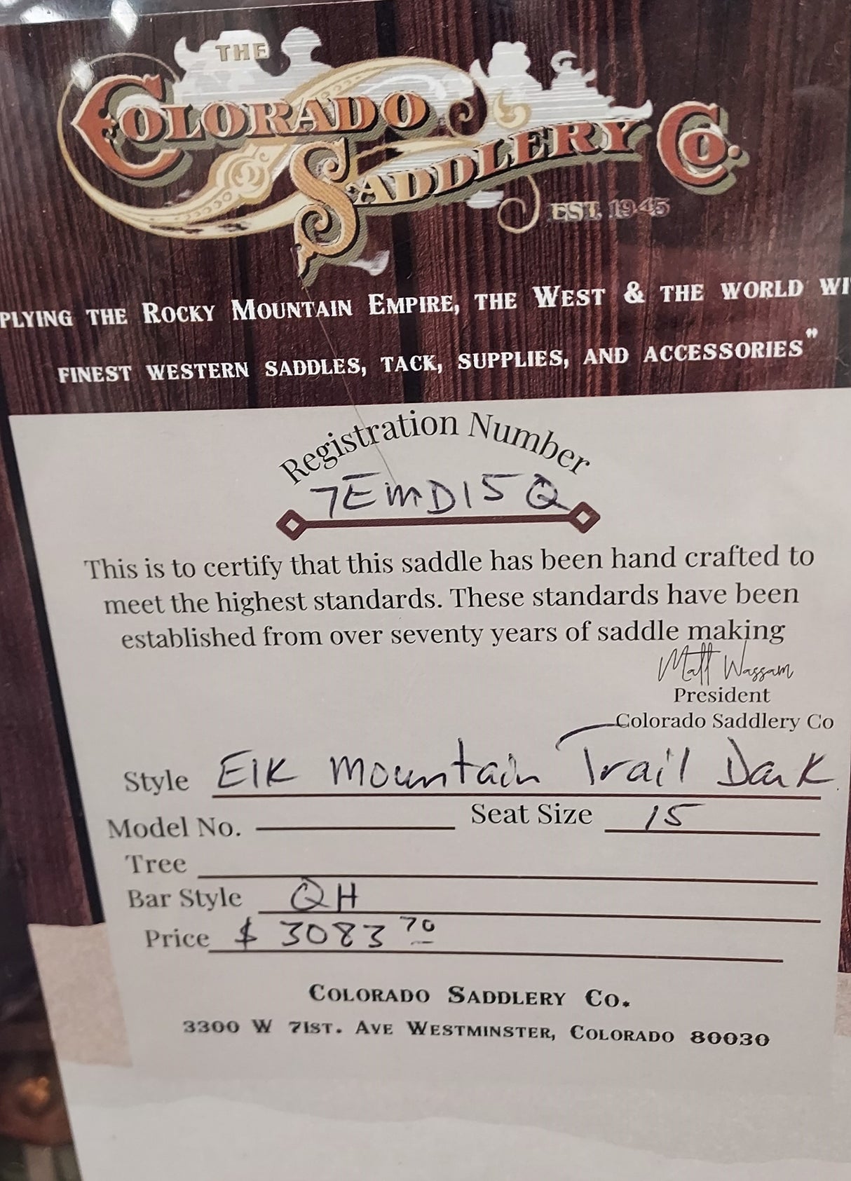 Sillín de barril Eagle Wing 14.5