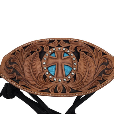 Bronc Halter with Tooled Cross Noseband