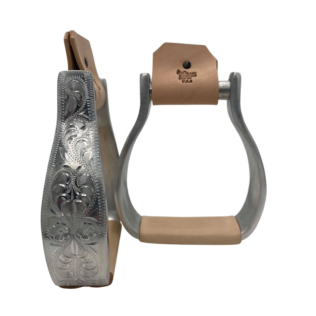 Estribos de exhibición Visalia de aluminio grabado