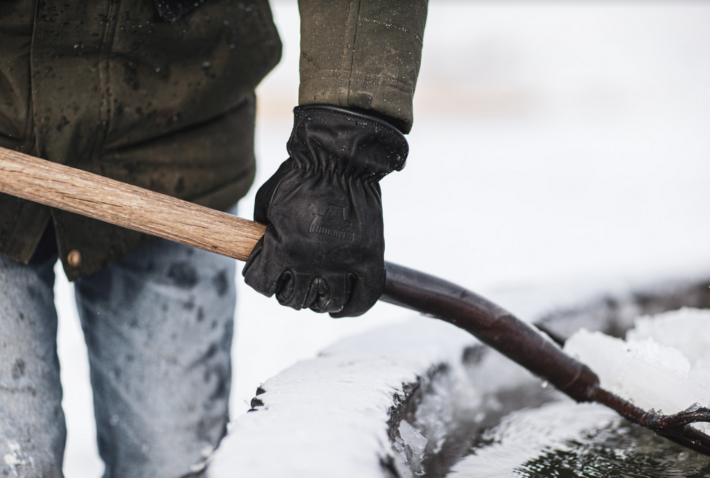 Fleece Lined Water Resistant Black Cowhide Driver Gloves