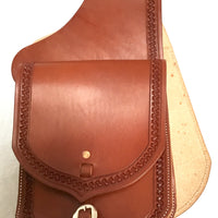 Premium Leather Saddle Bag with Hand Tooled Border- 9"