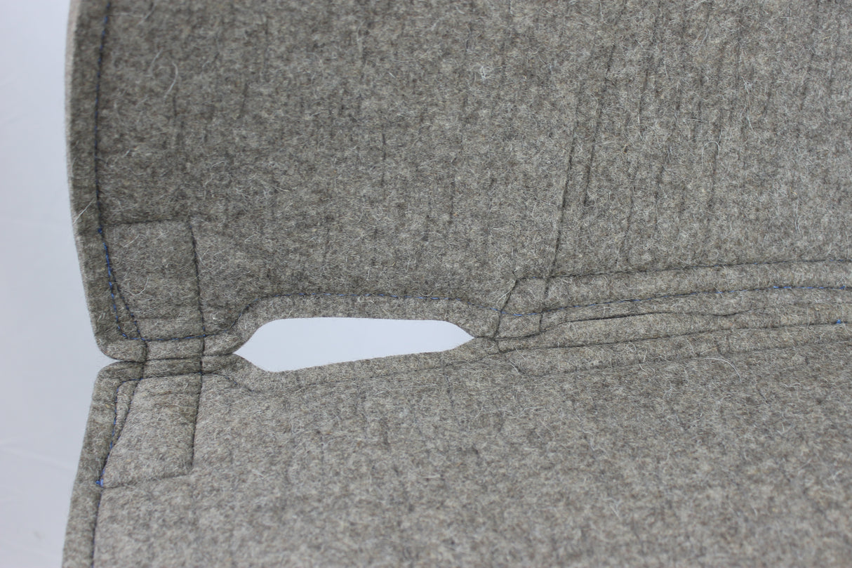 Natural Beige 100% Pressed Wool Round Saddle Pad with Blue Stitching