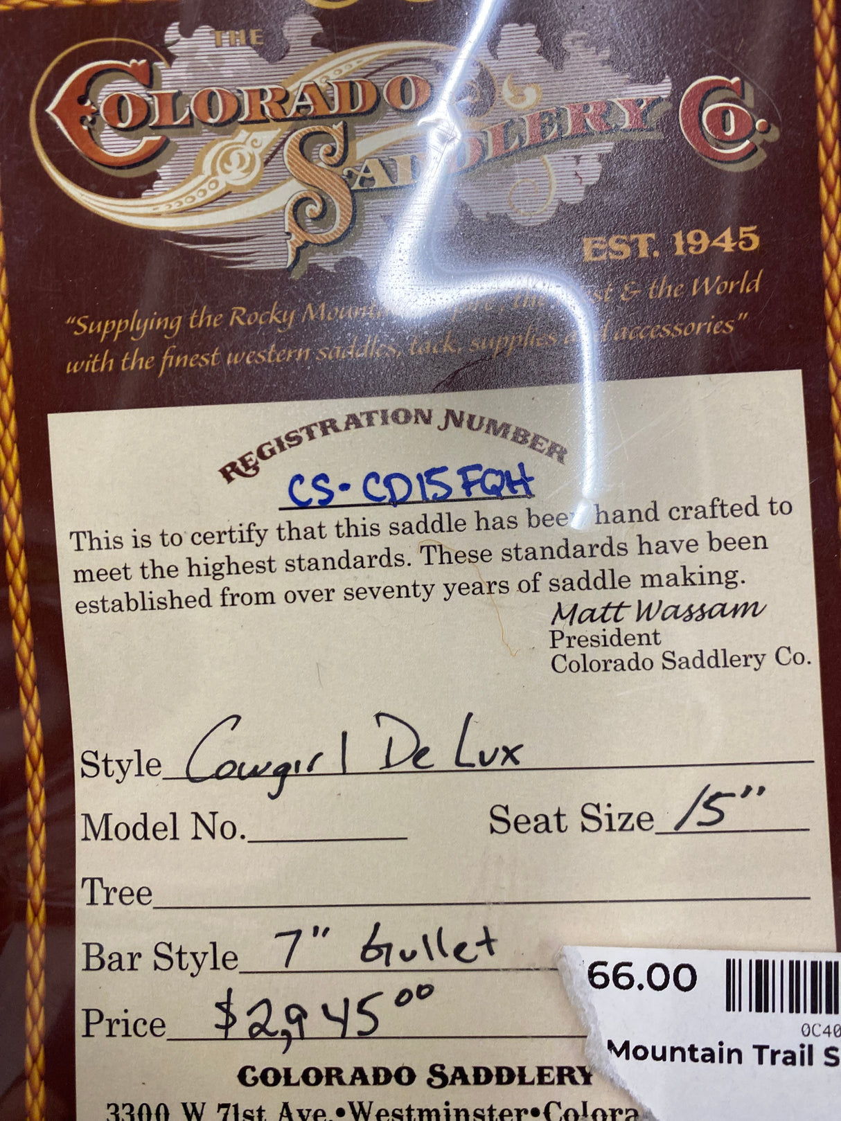 Vaquera de lujo de 15"