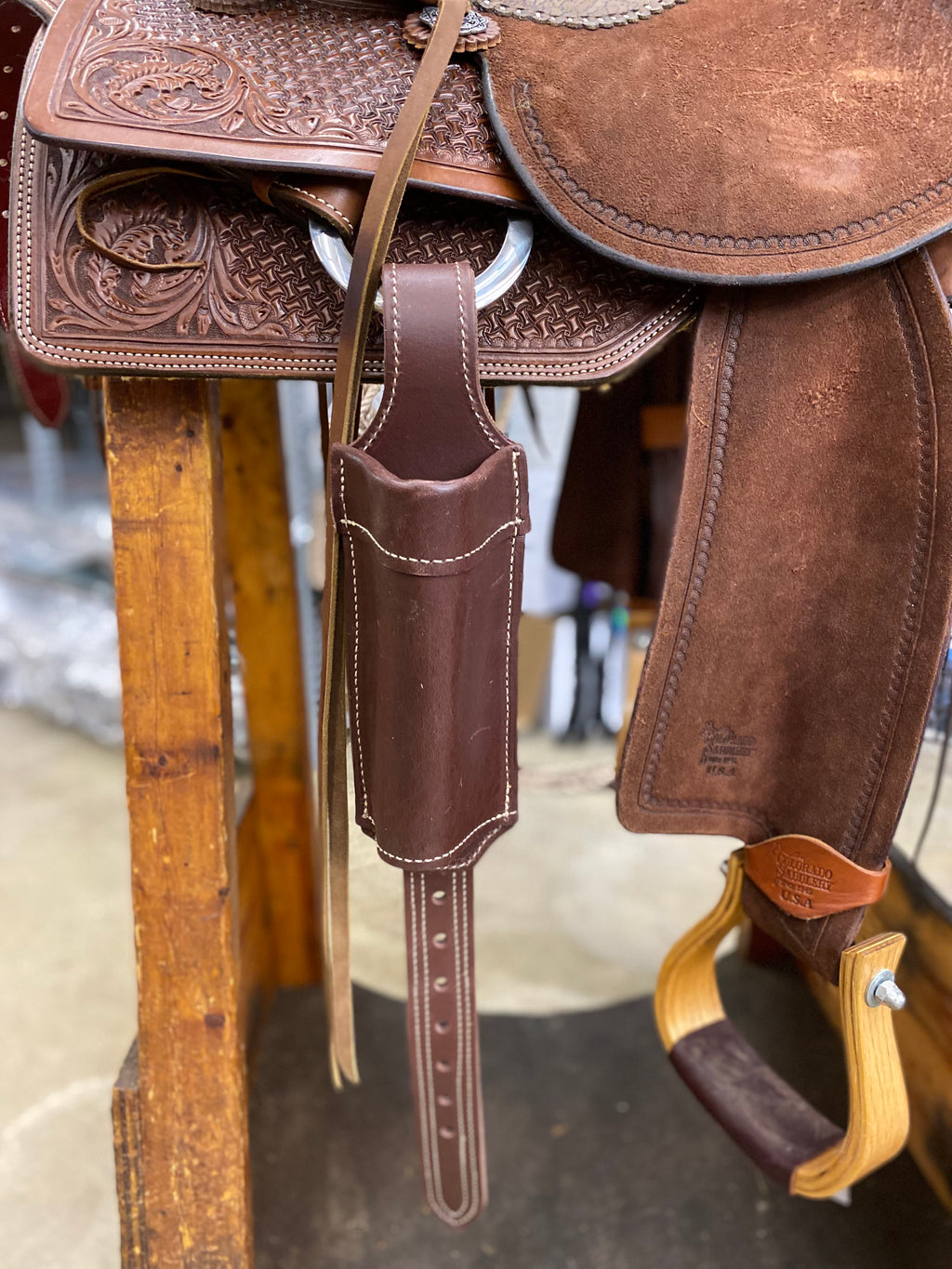 Tandy Rifle Scabbard Dark Brown Long Gun Flank Scabbard