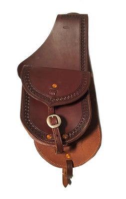 Premium Leather Saddle Bag with Hand Stamped Border- 7