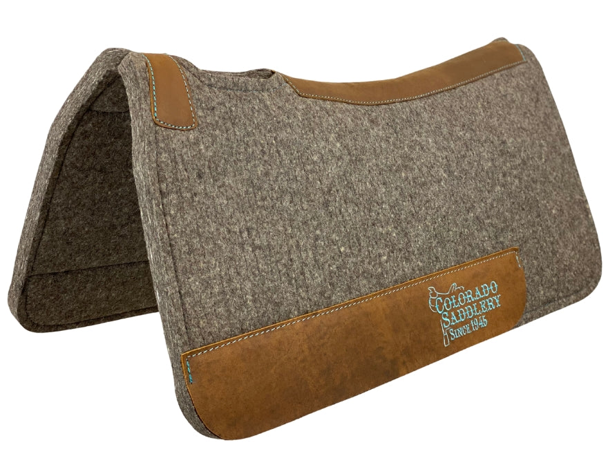 Chocolate Grey 100% Compressed Wool Pad- Turquoise Stitching