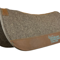 Chocolate Grey 100% Compressed Rounded Wool Pad- Turquoise Stitching